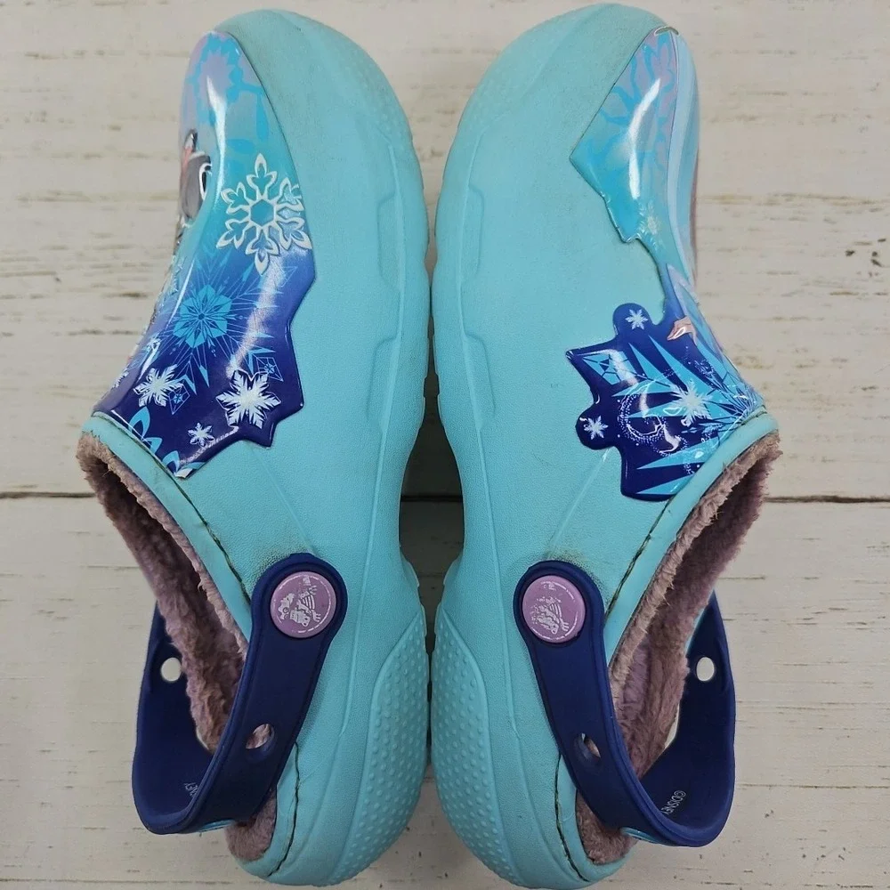 Crocs Disney‎ Frozen Movie Anna Elsa Girls C13 Fleece Lined Shoes Sandals